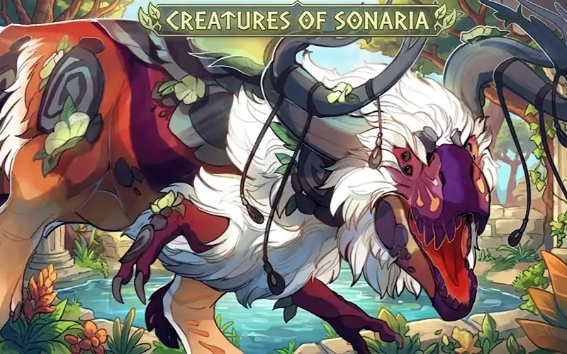 An imposing mythical creature from Creatures of Sonaria with vibrant colors and powerful features.