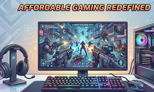 best budget gaming setup with monitor keyboard and mouse on a desk