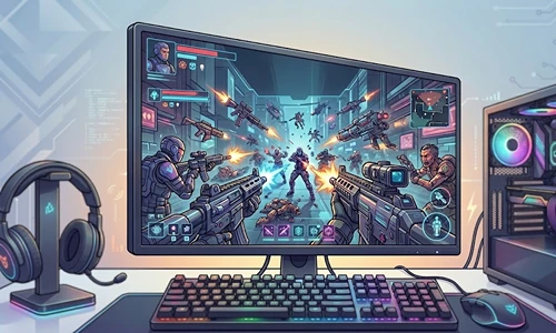best budget gaming setup with monitor keyboard and mouse on a desk