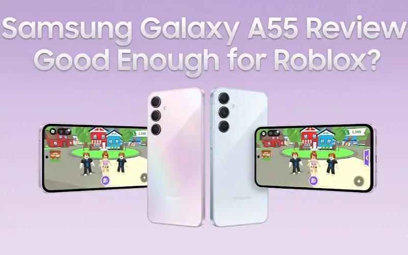 Samsung Galaxy A55 running Roblox on mobile