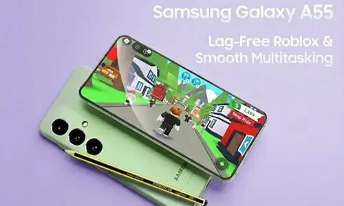 Samsung Galaxy A55 running Roblox on mobile