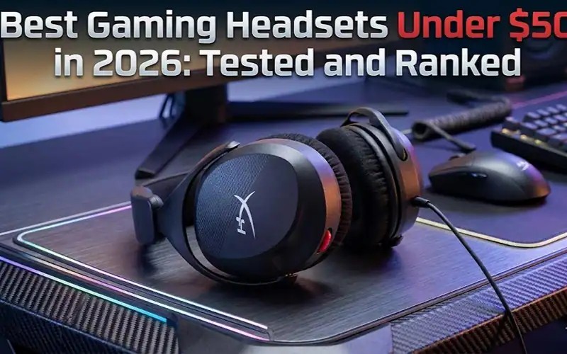 High-quality gaming headset under $50 with comfortable ear cups and clear sound for immersive gamepl.