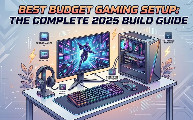 best budget gaming setup with monitor keyboard and mouse on a desk