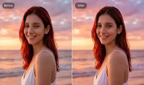 Before and after photo repair using Wondershare Relumi AI retake app