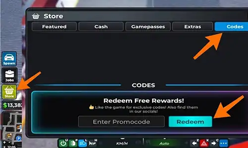 Bus Master code redemption screen showing the Enter Promocode field in the Store menu