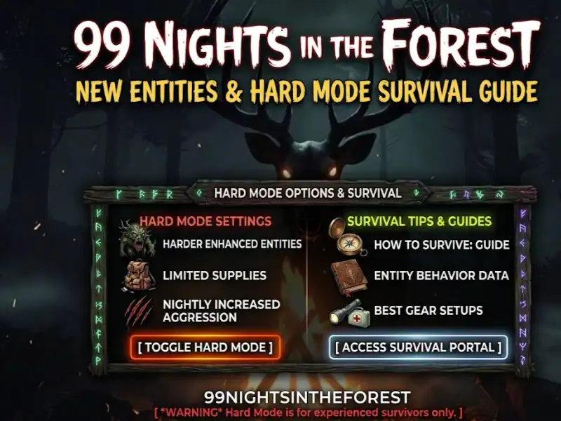 Escape into the forest with "99 Nights in the Forest" survival guide and hard mode tips for gamers.