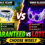 Pale scarf and swan glasses as gaming accessories with vs sign and colorful background.