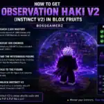 Observation Haki V2 in Blox Fruits with glowing figure and instructions.